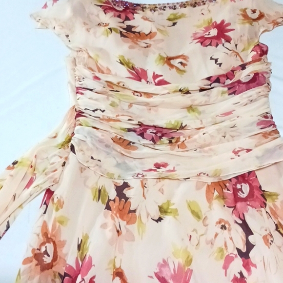 Adrianna Papell Floral Dress in Cream and Pink - Picture 7 of 12